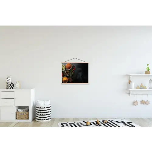 Glazen - Bakjes - Blaadjes - Kruiden textielposter latten blank klein -kinderkamer