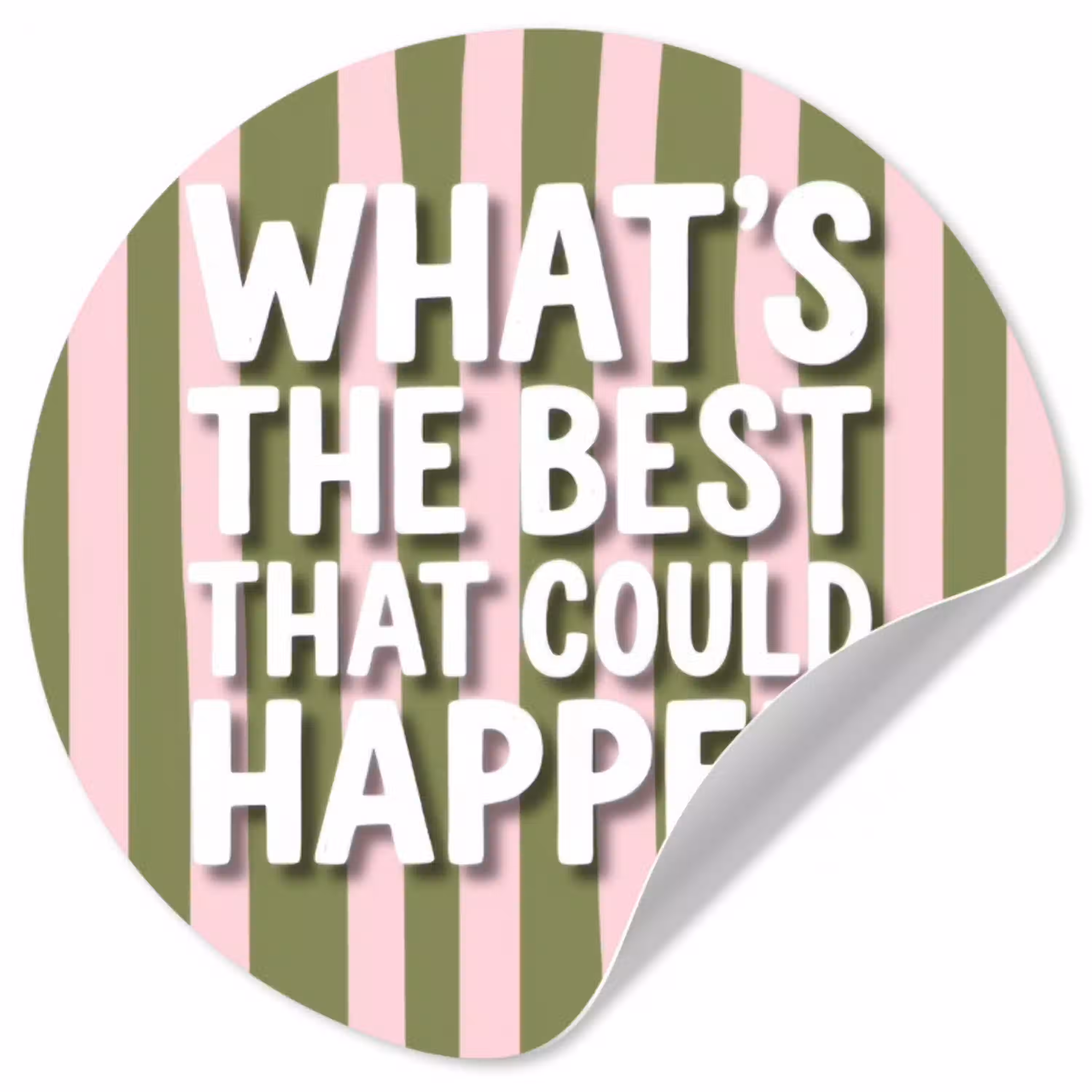What's the best that could happen - Strepen - Groen - Roze Wandcirkel behangsticker klein -3d