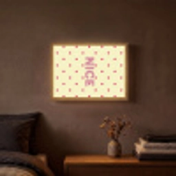 Nice - Stippen - Roze - Geel Light Box met batterij (Wandlamp) middel -sfeer4