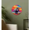 Neushoorn - Zonsondergang - Savanna - Kleurrijk Wandcirkel kunststof plaat 5mm dik klein -sfeer3