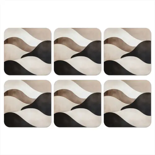 Golven - Abstract - Beige onderzetter kurk middel -3d