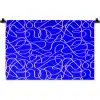 Blauw - Lijnen - Roze - Abstract Wandkleed katoen klein 269 -zz3d