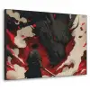 Krijger - Draak - Zwart - Rood - Rook Textielframe zwart klein -3d