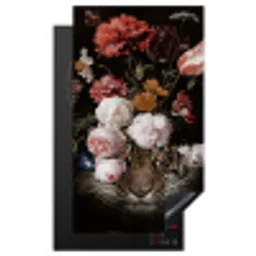 Bloemen - Jan Davidsz de Heem - Tijger - Schilderij - Stilleven - Oude meesters Inductie beschermer vinyl 3mm middel -3d