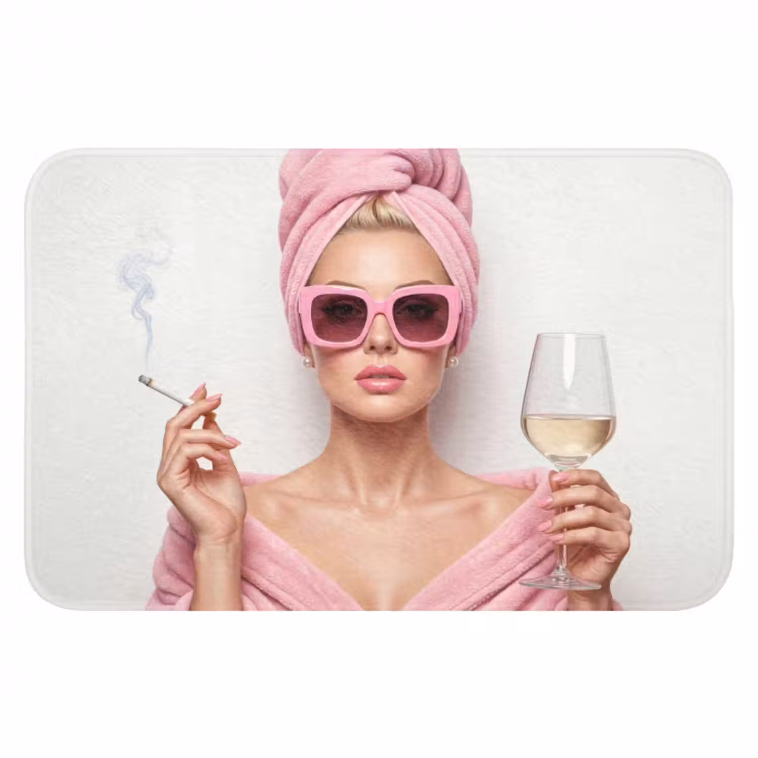 WC Vorleger - Frau - Rosa - Wein - Sonnenbrille