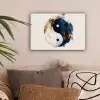 Yin Yang - Abstract - Zwart - Wit - Goud canvas 2cm klein -sfeer1