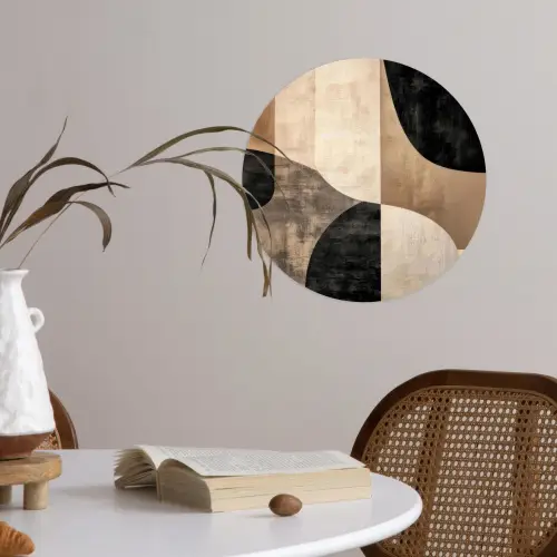 Abstract - Vlakken - Zwart - Rond Wandcirkel behangsticker klein -sfeer3
