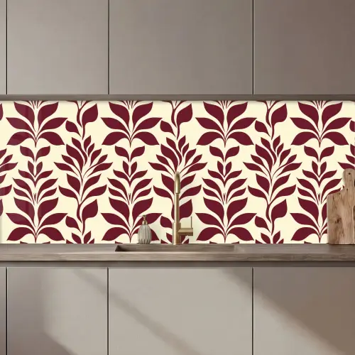 Abstract - Bladeren - Burgundy keuken achterwand 2 middel 871 zz_3dshopping
