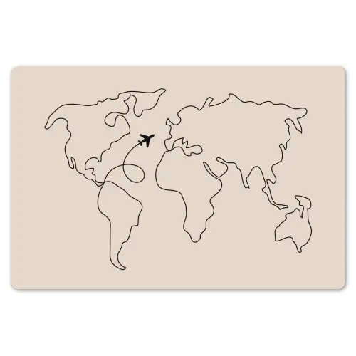 Wereldkaart - Simpel - Vliegtuig Placemat vinyl groot -zzsfeer1_Kitchenyeah-website