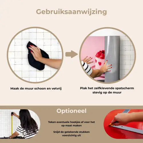 Taart - Hart - Roze keuken achterwand spatscherm klein -gebruiksaanwijzing_NL