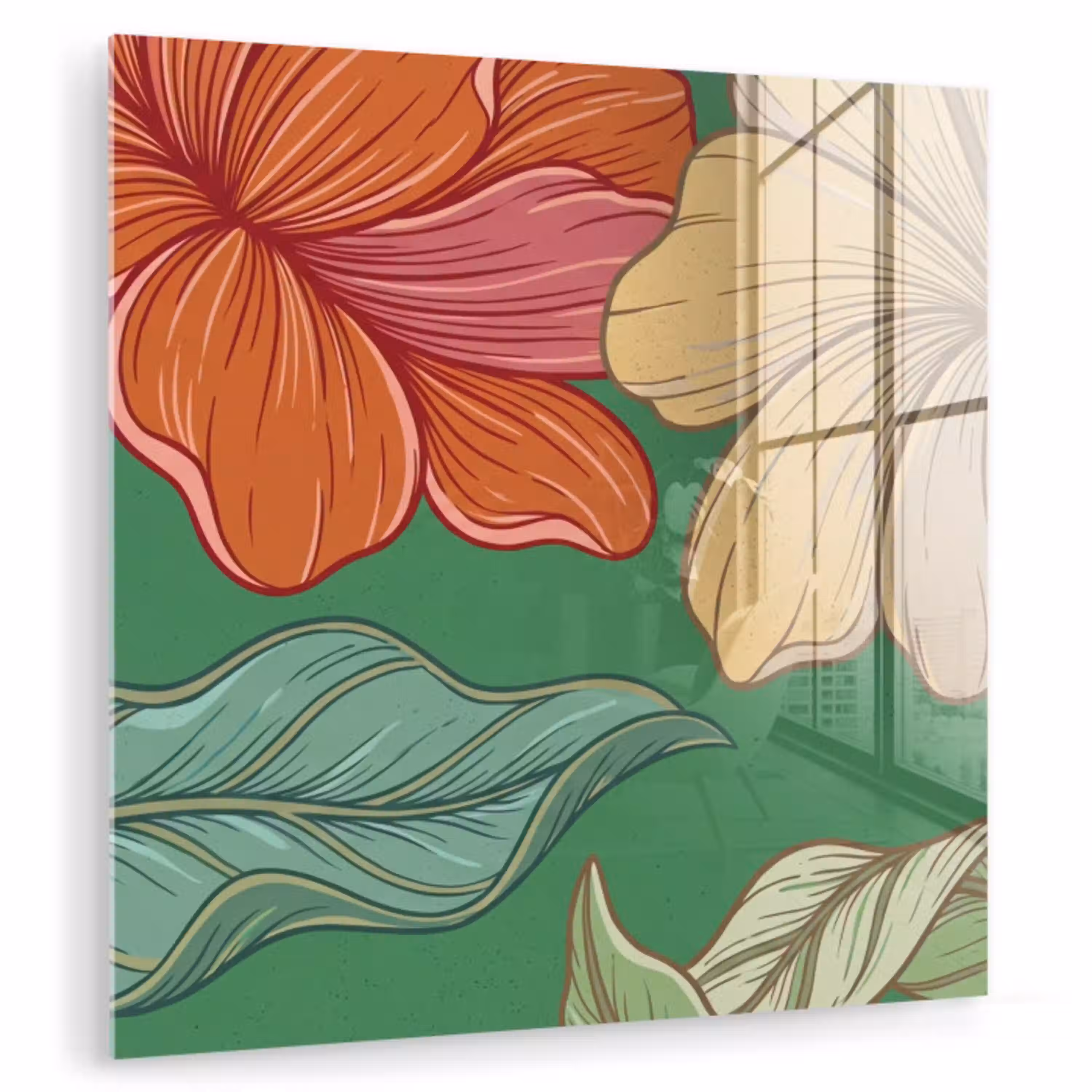 Bloemen - Groen - Illustratie plexiglas 5mm klein -zzzproduct_nieuw