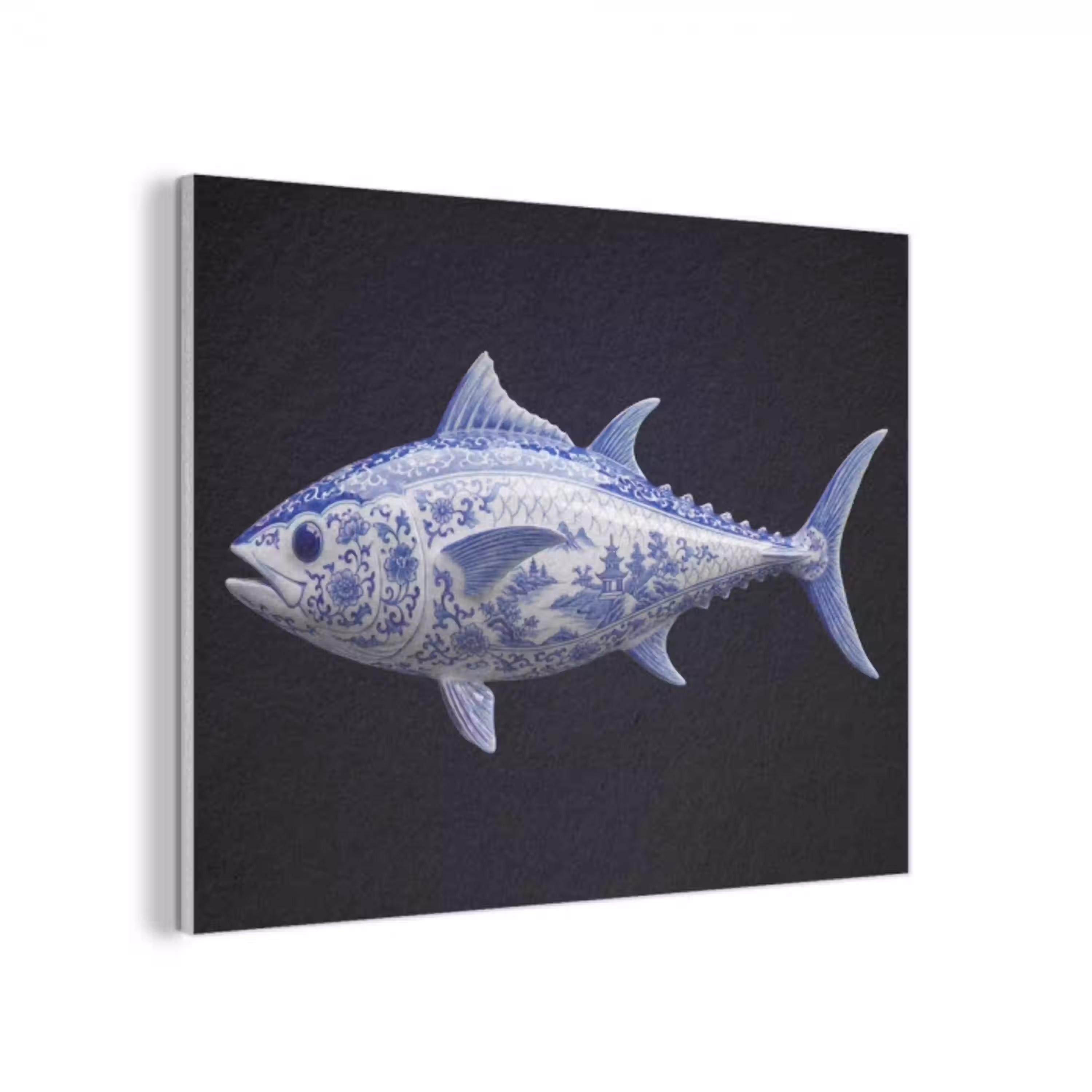Porselein - Tonijn - Delfts - Blauw PET vilt klein -3d