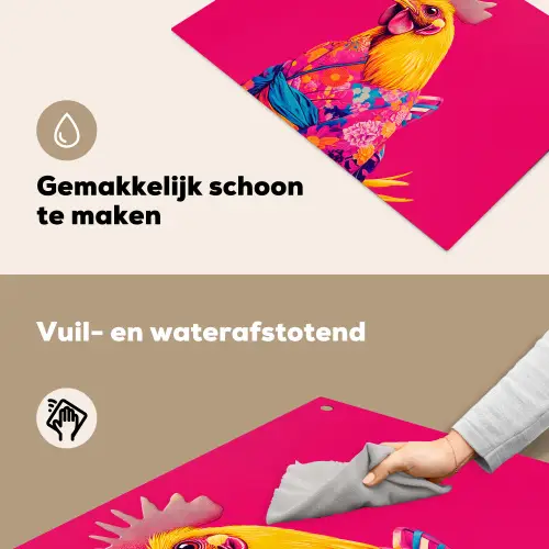 Haan - Kleurrijk - Kimono - Roze Inductie beschemer met haakjes klein -ky-schoon-nl