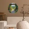Doorkijk - Landschap - Natuur - Tuinboog - Bloemen Wandcirkel behangsticker klein -sfeer1