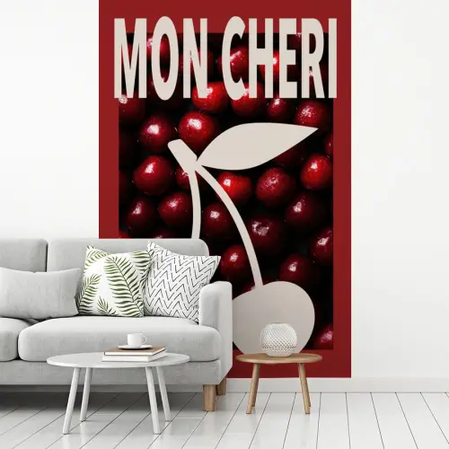 Kersen - Illustratie - Rood fotobehang vinyl groot -woonkamer