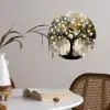 Boom - Abstract - Beige - Goud - Zwart Wandcirkel behangsticker klein -sfeer3