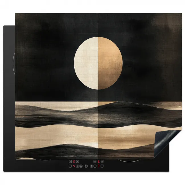 Maan - Cirkel - Goud Inductie beschermer vinyl 3mm middel -3d