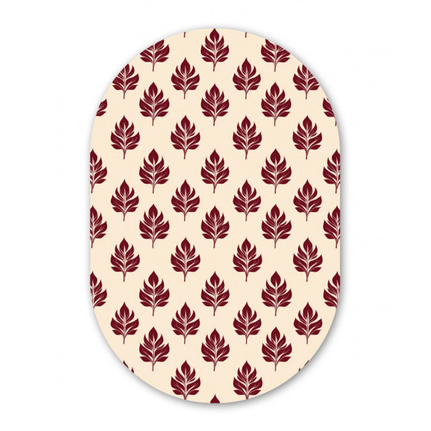 Botanisch - Patroon - Bordeaux Wandcirkel Ovaal Aluminium middel 839 -3d