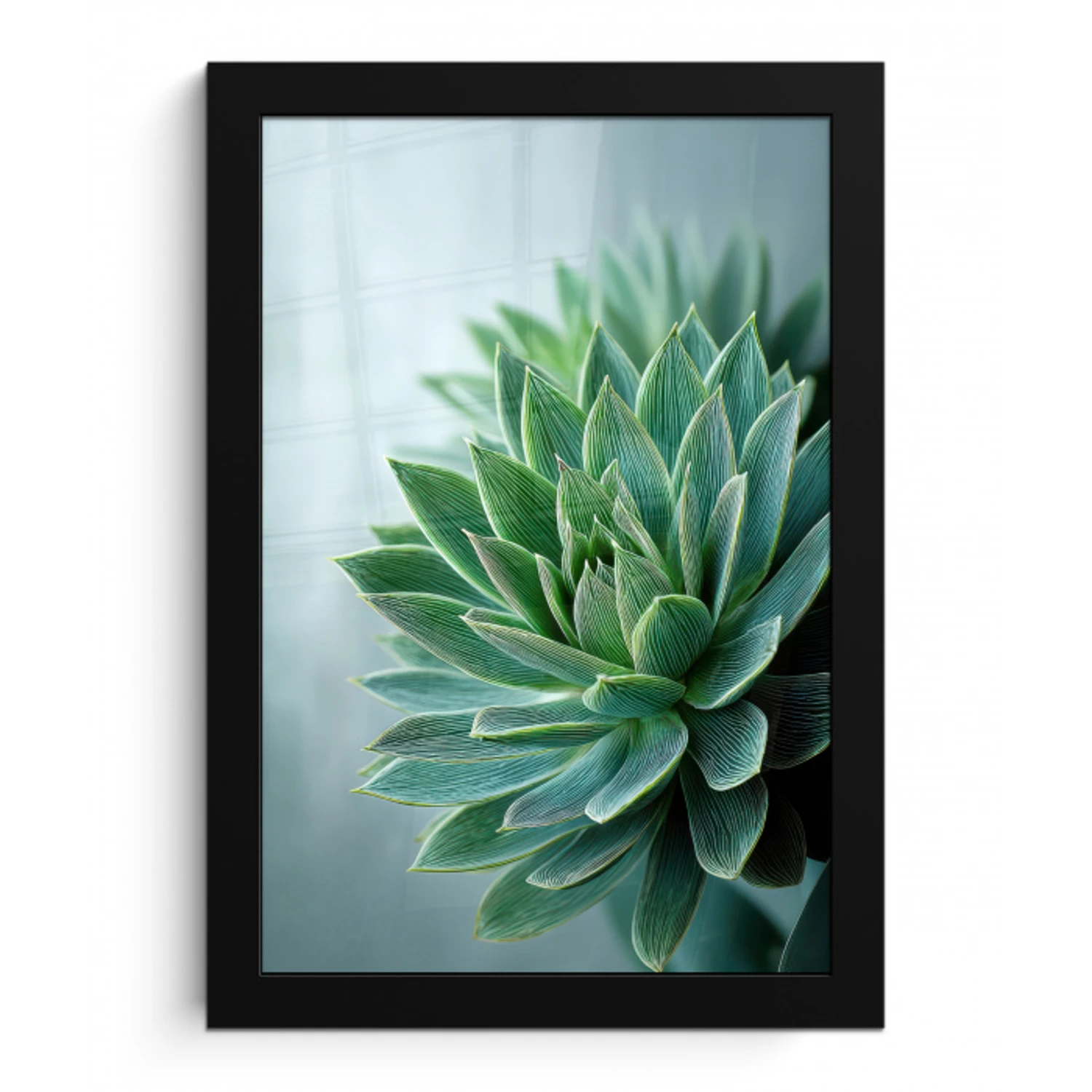 Vetplant - Bladeren - Groen - Wazig fotolijst zwart zonder passe partout klein -3d