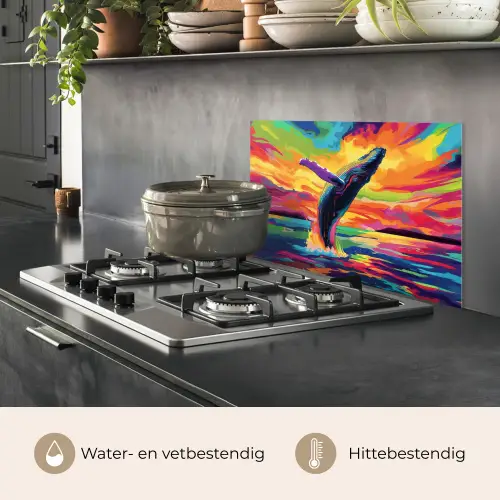 Zonsondergang - Walvis - Geschilderd - Kleurrijk keuken achterwand spatscherm klein -usp_NL