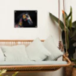 Paard - Bloemen - Zwart tuinposter los doek klein -sfeer7