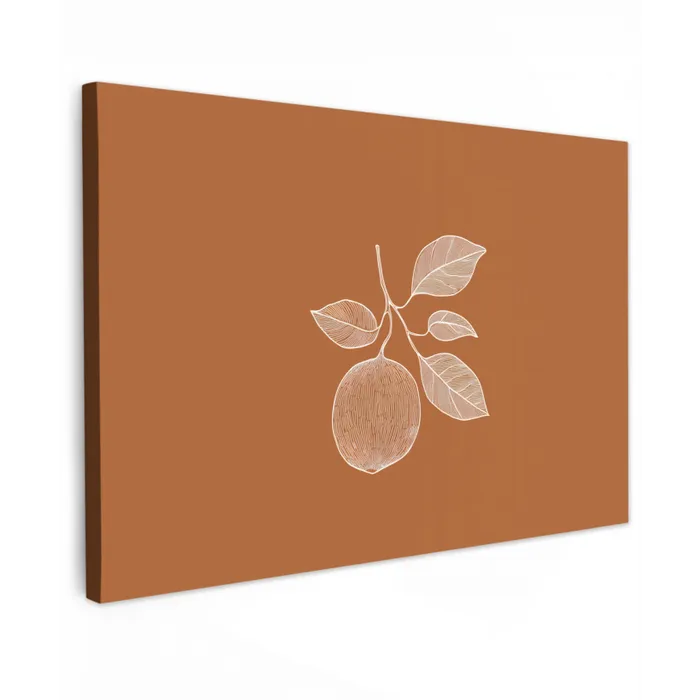 Sinaasappel - Getekend - Bladeren - Bruin canvas 2cm klein -z3d