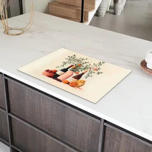 Wijnflessen - Takken - Sinaasappels Inductie beschermer vinyl 3mm klein -sfeer8