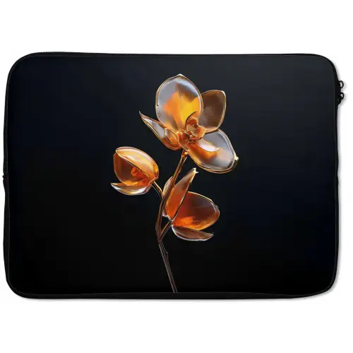 Bloem - Orchidee - Oranje laptophoes neopreen klein -zkaufland3dotto