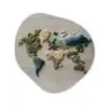 Wereldkaart - Geborduurd - Aardetinten Wandcirkel Organisch Plexiglas middel -3d