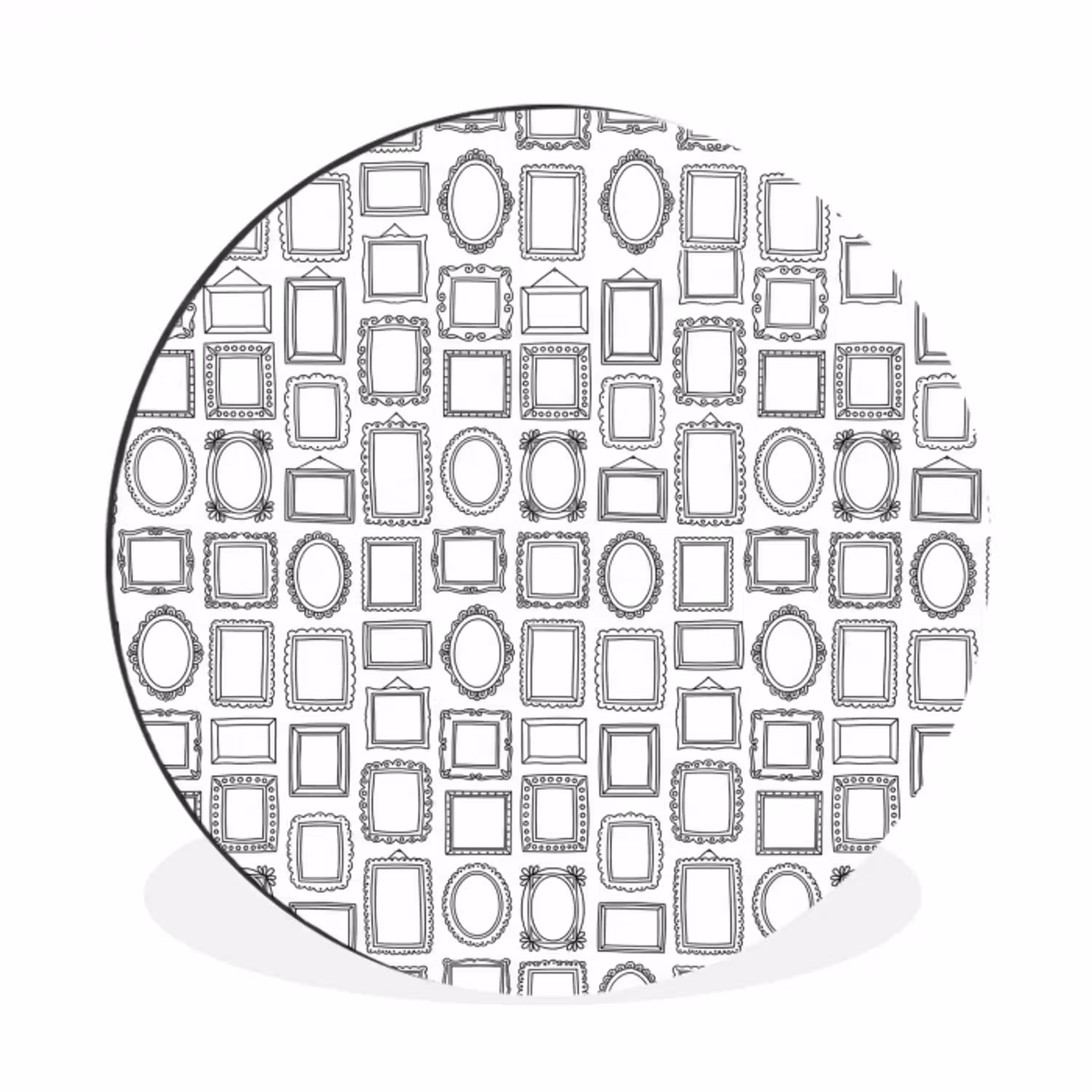 Lijsten - Patroon - Decoratie - Schets - Zwart-wit Wandcirkel aluminium klein -3d