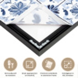 Patroon - Tegel - Blauw Textielframe zwart klein 947 -USP_feed_closeupNL