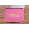 Roze - Groene Bonjour - art-deco laptophoes neopreen klein -tafel
