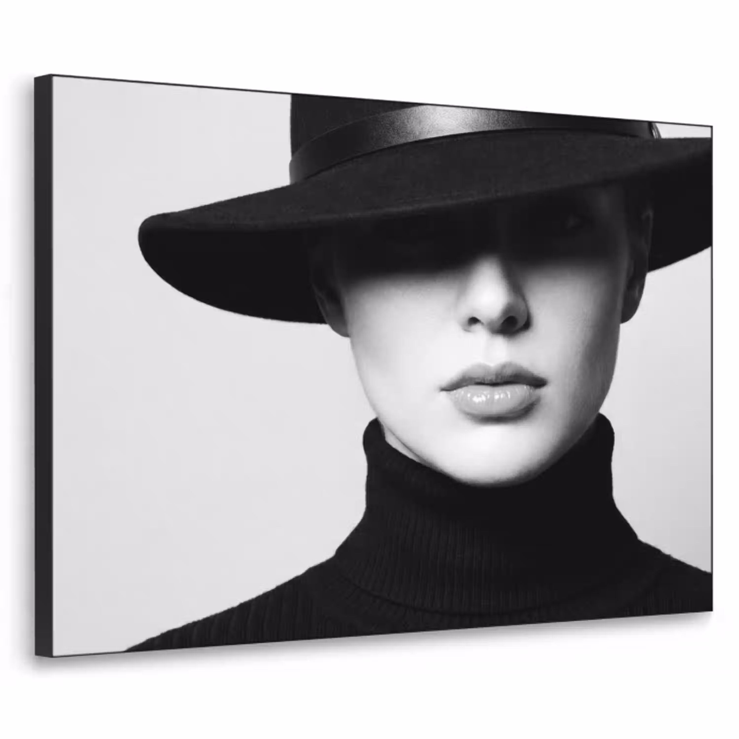 Vrouw - Schaduw - Zwart - Wit - Mysterieus Textielframe zwart klein -3d
