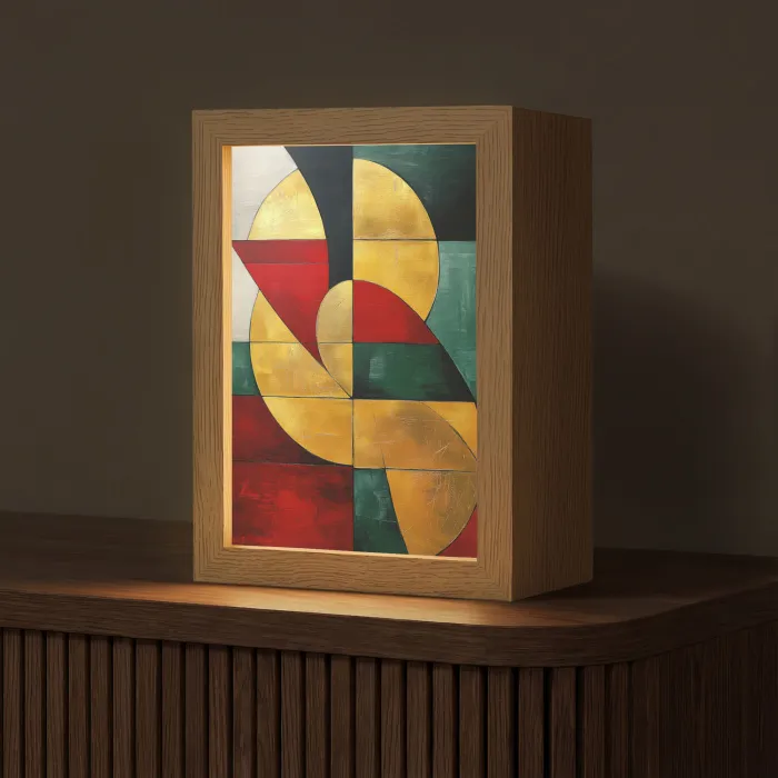 Abstract - Kerst - Goud - Rood - Groen Light Box met kabel (Tafellamp) klein -z3d_website