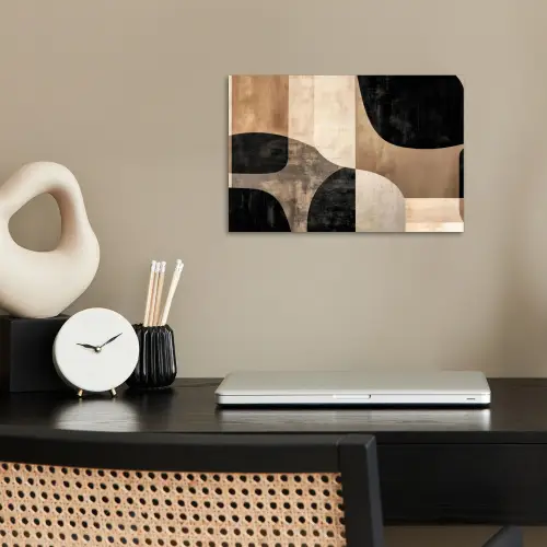 Abstract - Vlakken - Zwart - Rond poster papier klein -sfeer1