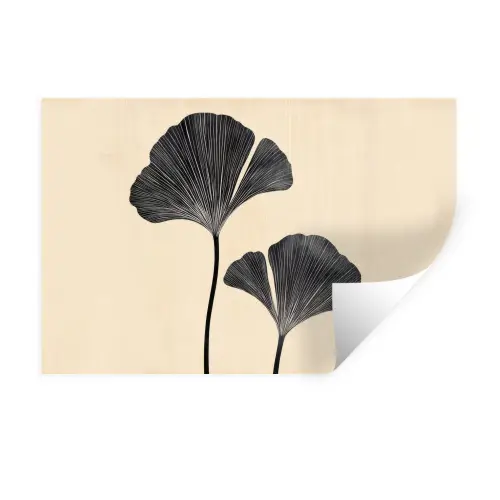 Bladeren - Minimalistisch - Zwart Muursticker klein -3d