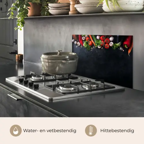 Groente - Kruiden - Specerijen - Zwart - Rustiek - Keuken keuken achterwand spatscherm klein -usp_NL