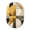 Abstract - Goud - Grijs - Vormen - Geometrisch Wandcirkel Ovaal Forex klein -3d