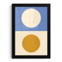Cirkels - Symmetrisch - Wit - Blauw- Geel fotolijst zwart zonder passe partout klein -3d
