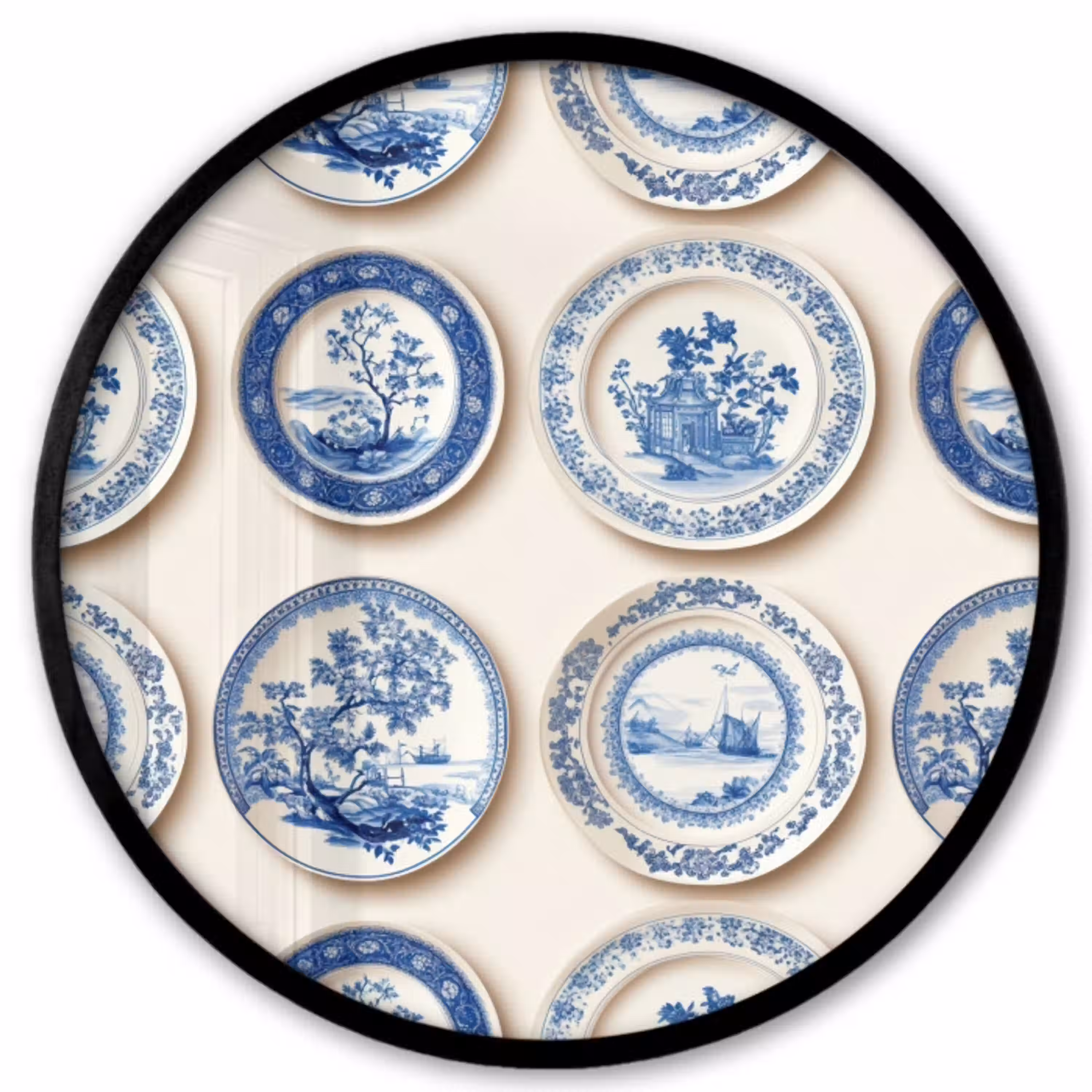 Borden - Bomen - Planten - Blauw Fotolijst rond zonder passe partout klein 856 -3d
