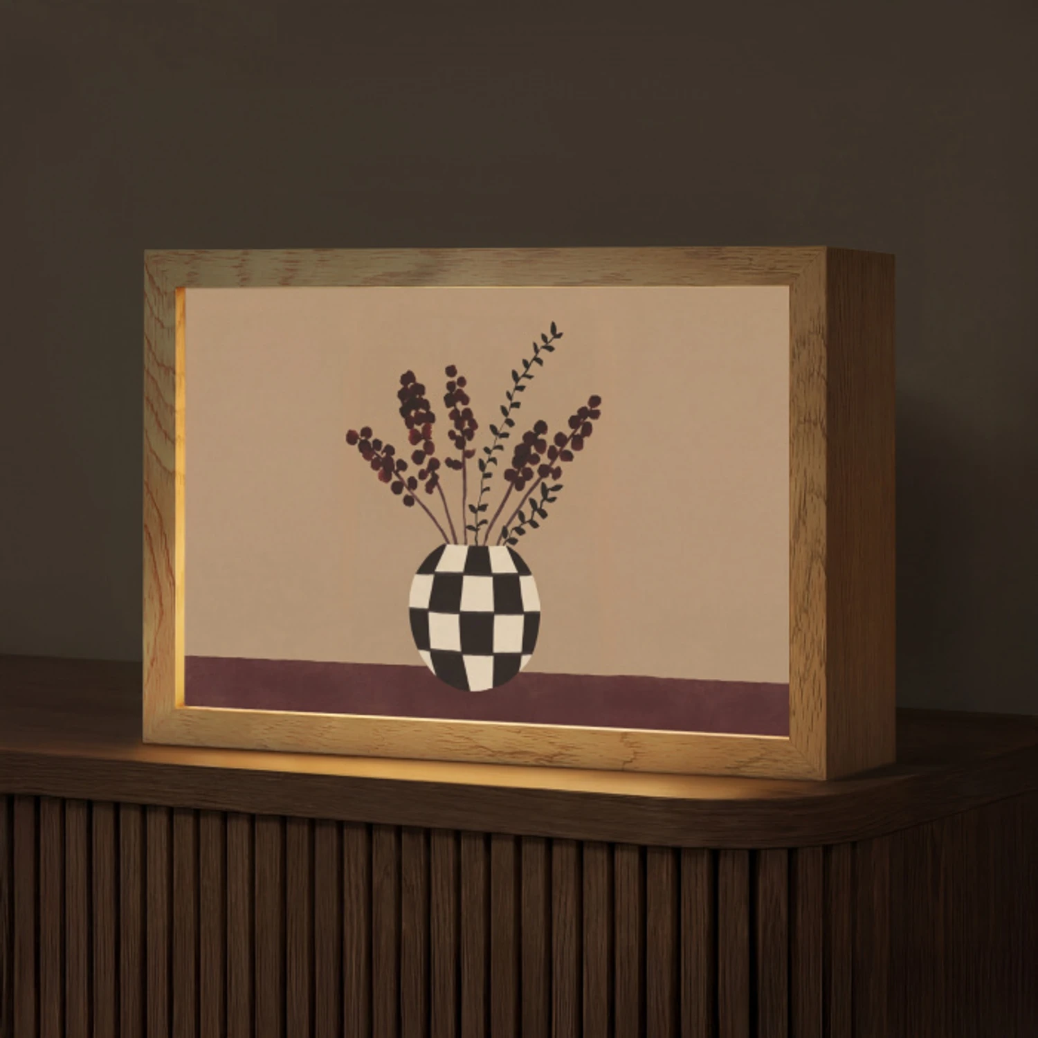 Minimalistisch - Vaas - Bloemen - Bruin Light Box met kabel (Tafellamp) klein -z3d_website