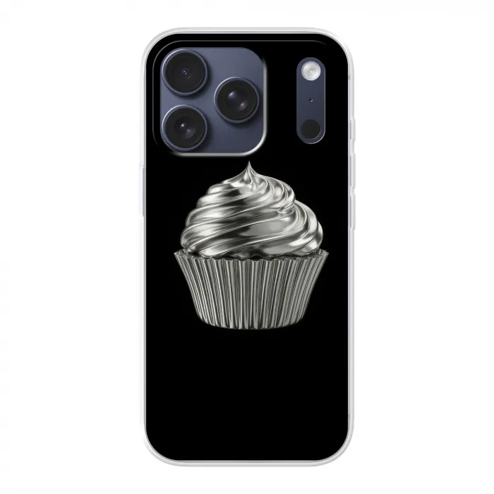 Cupcake - Luxueus - Zilver Telefoonhoesje iPhone 17 Pro klein -3d