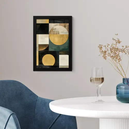 Abstract - Goud - Brons - Vormen - Geometrisch fotolijst zwart zonder passe partout klein -sfeer4