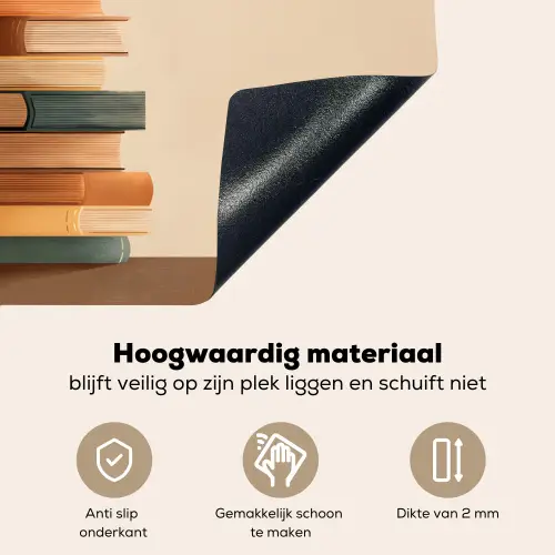 Boeken - Toren - Koffie - Beige Inductie beschemer met haakjes klein -ky-onderkant-nl