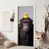 Chimpansee - Badeend - Grijs deurposter klein -sfeer6