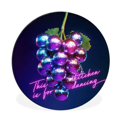 Quote - Neon - Disco - Druiven Wandcirkel aluminium klein -3d