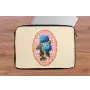 Bloemen - Blauw - Lijst - Bladeren laptophoes neopreen klein -tafel