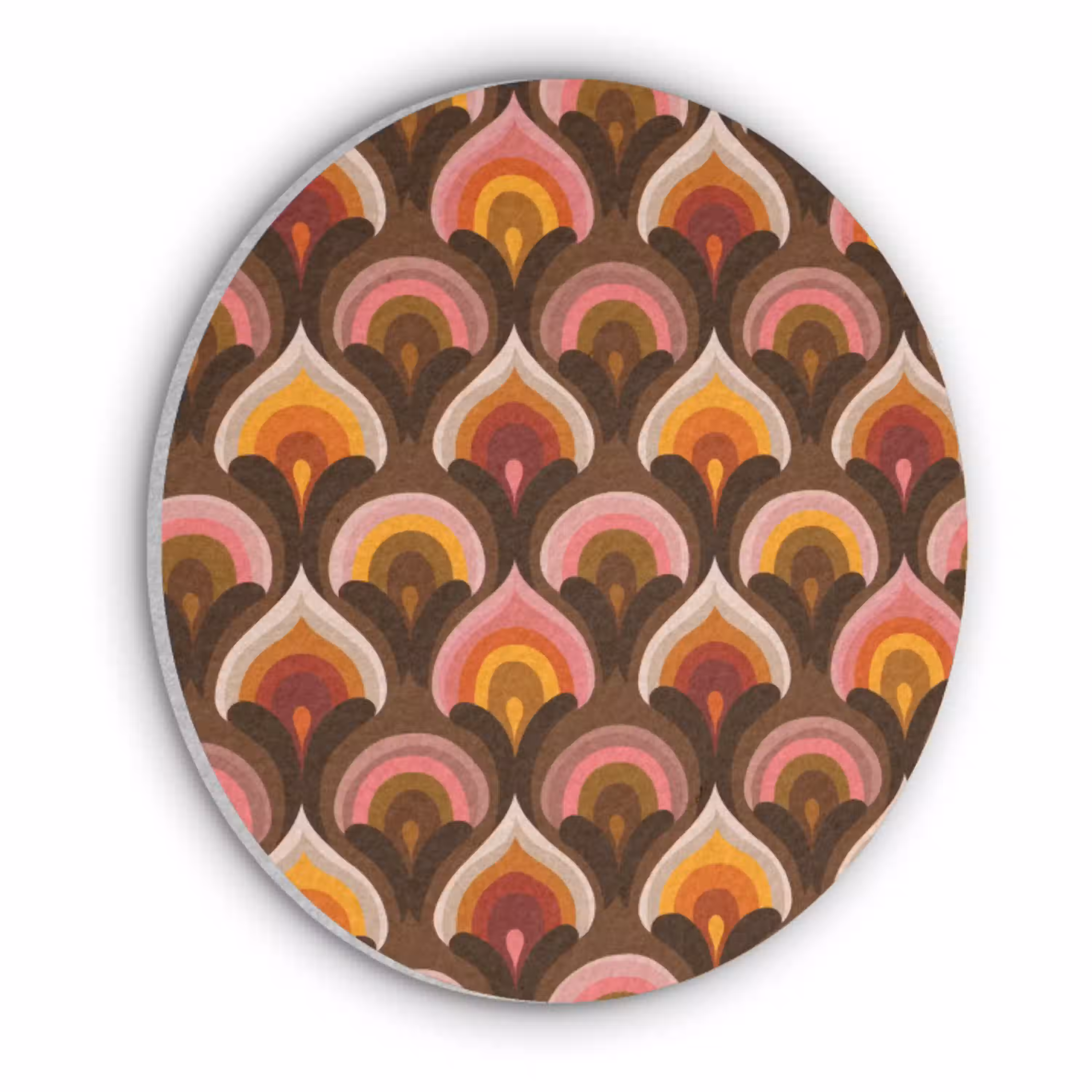 Patroon - Retro - Kleurrijk Akoestische PET Vilt - Rond klein 838 -3d