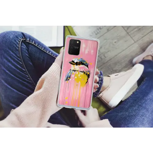 Vogel - Roze - Geel - Blauw Telefoonhoesje Samsung Galaxy S10 Lite klein -handS10Lite