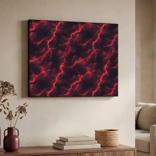 Rood - Onweer - Bliksem - Wolken Textielframe - compleet frame klein 947 -sfeer3
